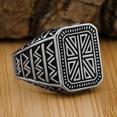 Selçuklu Motifli Desenli 925 Ayar Gümüş Yüzük thumbnail 1