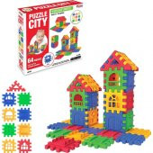64 Parça Geçmeli Lego Puzzle City Puzle - 1