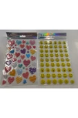 BONBON Kabartmalı Fashion Lüks Sticker Kalp Ve Gülen Surat 2'li Set - 1