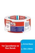 Tesa Yer İşaretleme ve İkaz Bandı, 33m x 50mm, Kırmızı-Beyaz - 1