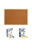 Panda 60x90 cm Ahşap Çerçeve Mantar Pano + 1 Paket Harita Çivisi + 1 Paket Raptiye  PAN116 - 1