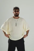 Sarı Müslin Kumaş Oversize Fakir Kol T-Shirt - 3