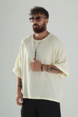 Sarı Müslin Kumaş Oversize Fakir Kol T-Shirt - 1