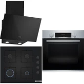 Bosch Siyah 3'lü Ankastre Set 329 ( HBF534ES3T - POP7C6P30O - DWK66PJ60T ) 67 cm Ocak - 1
