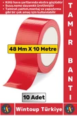 Ultra Güçlü Su Neme Dayanıklı Çok Amaçlı Montaj Onarım İzolasyon Tamir Bantı Kırmızı 48Mmx10Mt 10 Ad - 1