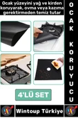 Yanmaz Yapışmaz Kaymaz Ocak Brülor Yağ Kir Koruyucu Kolay Temizlenir Ocak Koruyucu Ped 4'lü Set thumbnail 1