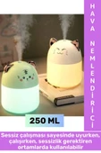 Portatif Sessiz Çalışır Şık Sevimli Kedi Tasarımlı Humidifier USB Şarjlı Oda Hava Nemlendirici 250ML - 1