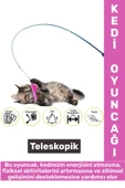 Evcil Hayvan Pet Zihinsel Fiziksel Gelişim İlgi Çeken Eğlenceli Teleskopik Zilli Tüylü Kedi Oyuncağı thumbnail 1