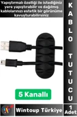 Kablo Düzenleyici Şarj Kablosu Kulaklık Dağınıklık Önleyen 5 Kanallı Yapışkanlı Kablo Tutucu thumbnail 1