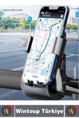 360 Derece Döner Yan Alt Sabitleyici Dikey Yan Kullanım Scooter Motor Bisiklet Gidon Telefon Tutucu thumbnail 2