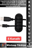 Kablo Düzenleyici Şarj Kablosu Kulaklık Dağınıklık Önleyen 5 Kanallı Yapışkanlı Kablo Tutucu 3 Adet thumbnail 1