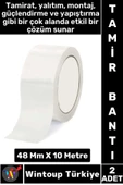 Uzun Ömürlü Su Nem Küfe Dayanıklı Çok Amaçlı BEYAZ Montaj Onarım Tamir Bantı 48 Mm X 10 Metre 2 Adet thumbnail 1