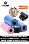 Evcil Hayvan Gezdirme Tuvalet Eğitim Hijyenik Sevimli Pati Desenli Köpek Kaka Poşeti 4 Rulo 60 Poşet thumbnail 1