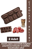 Sıcak Soğuğa Dayanıklı Tatlı Çikolata Jelibon Şık Kahve Çekirdeği Şekilli Esnek Silikon Kalıp 2 Adet - 1