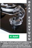 Gazlı Elektrikli Ocak Uyumlu Montajsızz Çocuk Bebek Güvenlik Ocak Düğmesi Koruyucu Kapak 4 Adet - 1