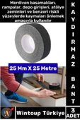Ultra Güçlü Yapışkan İSG İş Yeri Kaygan Zemin Merdiven Siyah Kaydırmaz Bant 25 Mm X 25 Metre 3 Adet thumbnail 1