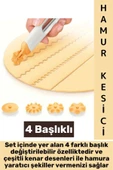 Dayanıklı Ergonomik Hamur Makarna Kurabiye Değiştirilebilir 4 Başlıklı Şekillendirici Hamur Kesici thumbnail 1