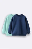 2'li Basic Şardonlu Çocuk Sweatshirt 3-10 Yaş Hardal-Antrasit - 1