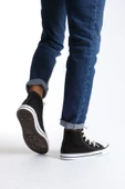 JY0423 AXE Bağcıklı Keten Kumaş Erkek Günlük Sneaker Ayakkabı KBT - Siyah - 3