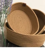 3'LÜ OVAL HASIR SEPET 18*28CM ALTIN KAHVE thumbnail 2