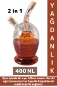 Yüksek Kaliteli Sızdırmaz Kapak Yağ Sirke Limon Karışmaz Tek Şişe 2 in 1 Şık Cam Yağdanlık Sirkelik - 1