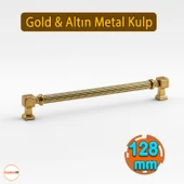 Yeni Talas Çizgili Gold Altın Metal 128 mm 12.8 cm Mobilya Mutfak Çekmece Dolap Kulpu Kulbu Kulpları thumbnail 2