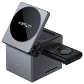 Acefast Katlanabilir Kablosuz Masaüstü Hızlı Şarj Standı - 23W Kablosuz Şarj Çıkışlı - Magsafe , Apple Watch ve Airpods Uyumlu - E18 - 1