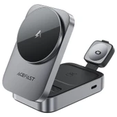Acefast Kablosuz Masaüstü Hızlı Şarj Standı 22.5W Kablosuz Şarj Çıkışlı - Magsafe , Apple Watch ve Airpods Uyumlu - E22 - 1