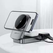 Acefast Kablosuz Masaüstü Hızlı Şarj Standı 22.5W Kablosuz Şarj Çıkışlı - Magsafe , Apple Watch ve Airpods Uyumlu - E22 - 3