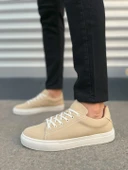 JY122 Mode Bağcıklı Süet Erkek Günlük Sneaker Ayakkabı SBT - Bej - 2