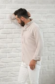 Regular Fit Yaka Düğmeli Yazlık Modal Kumaş Erkek Gömlek thumbnail 8