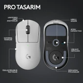 Logitech G PRO X Superlight 2 Lighspeed Kablosuz Oyuncu Mouse - Beyaz 910-006639 - 4