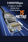 harry 15 Metre Cat6 Lan Patch Network Ethernet İnternet Kablosu 1000 MBPS 1 Gbps'ye kadar iletim hızı thumbnail 1