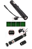 harry Yeşil Şarjlı Lazer Pointer 150km Mesafe Metal Kasa 2 Başlık-Şarj Cihazı-Pil-Anahtar Yakıcı Lazer thumbnail 7