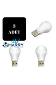 harry 3 Adet 5 Volt 1 Amper Mini Usb Beyaz Işık Led Ampul Gece Lamba Okuma Işığı Çocuk Odası Lambası thumbnail 1