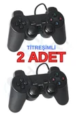 harry 2 Adet Pc/Ps3 Uyumlu 1.8 Metre Kablolu Çift Motor Titreşimli Joystick-Oyun Konsolu Play Station Kolu thumbnail 1