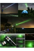 harry Yeşil Şarjlı Lazer Pointer 150km Mesafe Metal Kasa 2 Başlık-Şarj Cihazı-Pil-Anahtar Yakıcı Lazer thumbnail 6