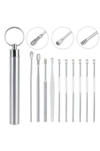 Rabelix Online Marketing Paslanmaz Çelik 10’lu Kulak Temizleme Seti Anahtarlıklı 10 Parça Saklama Kutulu thumbnail 1