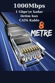 harry 8 Metre Cat6 Lan Patch Network Ethernet İnternet Kablosu 1000 MBPS 1 Gbps'ye kadar iletim hızı thumbnail 1