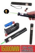 harry Yeşil Şarjlı Lazer Pointer 150km Mesafe Metal Kasa 2 Başlık-Şarj Cihazı-Pil-Anahtar Yakıcı Lazer thumbnail 1