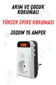 harry Digital Göstergeli Tekli Priz Yüksek Gerilim,Akım ve Çocuk Korumalı Priz Aşırı Akım Koruması -3520w thumbnail 1