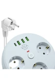 harry 3'Lü 1.5 Metre Makaralı Akım Korumalı 2500 Watt Çocuk Korumalı 3 Usb 1 Type c Girişli Üçlü Priz thumbnail 5