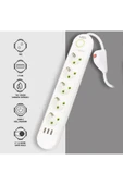 harry VEA 5'Lİ 1.5 METRE KABLOLU 3 USB'Lİ BEYAZ AKIM KORUMALI PRİZ BAKIR KABLO HARİCİ GÜÇ ANAHTARI thumbnail 2