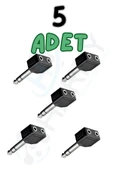 harry 5 Adet 6.3mm Stereo Gitar Jak-2 Dişi Aux 3.5mm Anfi Amfi Çevirici Dönüştürücü Kulaklık Çoğaltıcı thumbnail 1