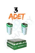 harry 3 ADET 9 Volt Pil - 9V Oyuncak Araba Drone Kumanda Pili -9Volt Çift Başlı Kare Pil - 1