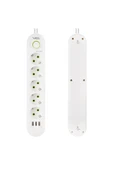 harry VEA 5'Lİ 1.5 METRE KABLOLU 3 USB'Lİ BEYAZ AKIM KORUMALI PRİZ BAKIR KABLO HARİCİ GÜÇ ANAHTARI thumbnail 4