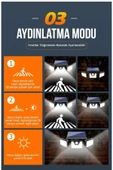 Rabelix Online Marketing Solar Güneş Enerjili 74 Ledli Hareket Sensörlü 3 Modlu Bahçe Balkon Aydınlatma Sokak Lambası thumbnail 2