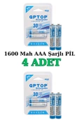 harry 4 Adet 1600 Mah Ni Mh Aaa Şarj Edilebilir 1.2 Volt Standart Ince Kalem Pili (ŞARJLI KUMANDA PİLİ) - 1