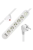 harry VEA 5'Lİ 1.5 METRE KABLOLU 3 USB'Lİ BEYAZ AKIM KORUMALI PRİZ BAKIR KABLO HARİCİ GÜÇ ANAHTARI thumbnail 5