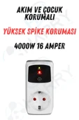 harry Digital Göstergeli Tekli Priz Yüksek Gerilim,Akım ve Çocuk Korumalı Priz Aşırı Akım Koruması -4000w thumbnail 1